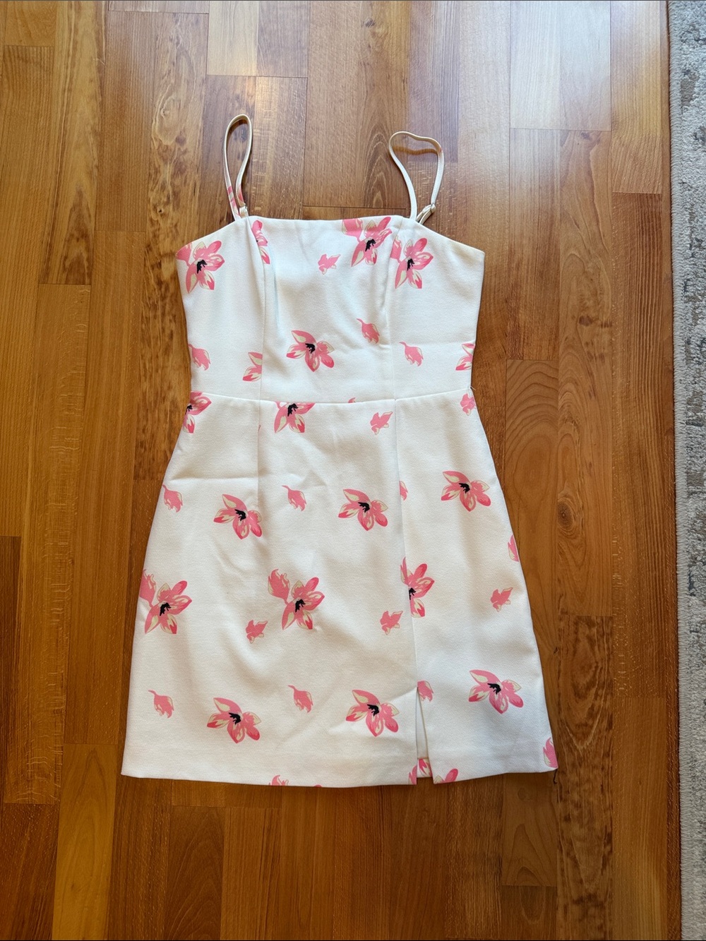 Lulu's White Mini Dress with Pink Floral Print